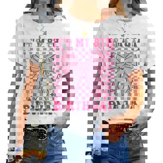 8Th Coquette Themed Birthday Eight Year Old Girl Bow Women T-shirt | Mazezy