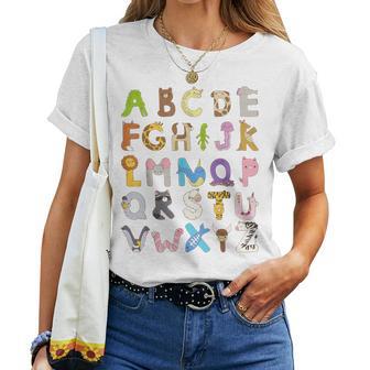 Abc Animals Alphabet Graphic Boys Girls Kindergarten Teacher Women T-shirt - Thegiftio