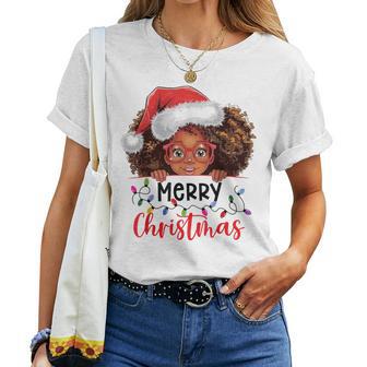 African American Merry Christmas African Black Girls Women T-shirt | Mazezy