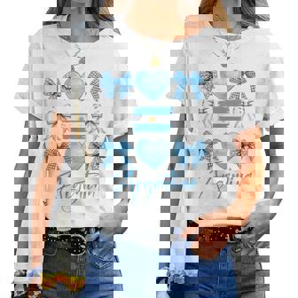 Argentina Hispanic Heritage Month Bow Argentinian Flag Girls Women T-shirt | Mazezy