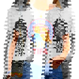 I Am Aunt Tifa Woman's Girl America Flag Women T-shirt | Mazezy