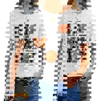 Basketball Coquette Bow Cute Gameday Cheer Mom Sports Women T-shirt | Mazezy