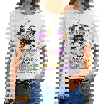 Choose Kindness Messy Bun Be Kind Inspirational Girls Women T-shirt | Mazezy