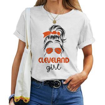 Cleveland Girl Messy Bun Love Cleveland Ohio Women T-shirt - Thegiftio