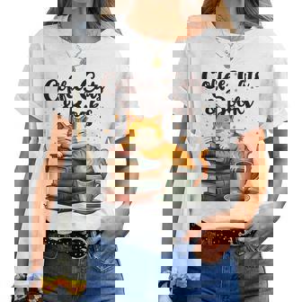 Coffee Cats And Books Lover For & Girls Coffee Women T-shirt | Mazezy