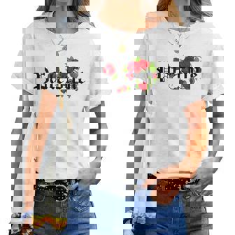 Cute Floral Palestine Free Palestine Free Gaza Flag Arabic Cuello Camiseta de mujer - Regaloses