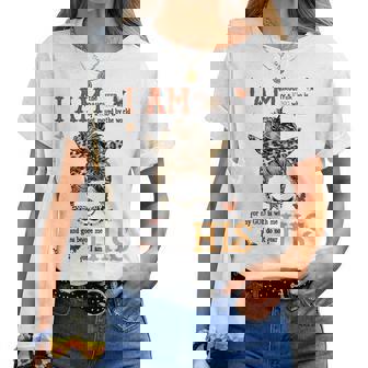 I Am The Daughter Of King Leopard Messy Bun Christian Women Women T-shirt - Thegiftio