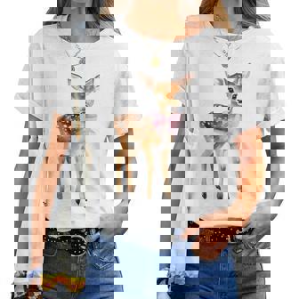 Deer Coquette Bow Girl Cute Aesthetic Girl Woman Reindeer Women T-shirt - Thegiftio