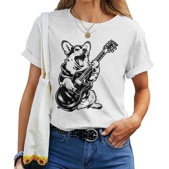 Dog Guitarist Guitar Pembroke Welsh Corgi Dad Mom Women T-shirt - Thegiftio UK