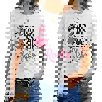 Our Flock Rocks Flamingo Fun Group Matching Women T-shirt - Thegiftio