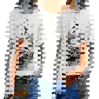 Girl Riding Alligator Whimsical Vintage Florida Meme Women T-shirt - Thegiftio