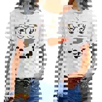 Girl Snowman Face Eyelashes Christmas Snowman Costume Women Women T-shirt | Mazezy