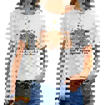 Grateful Thankful Blessed Pumpkin Thanksgiving Autumn Fall Women T-shirt | Mazezy