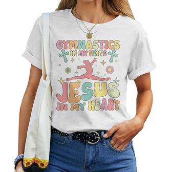 Gymnastics In Veins Jesus In My Heart Groovy Gymnast Acrobat Women T-shirt - Thegiftio UK