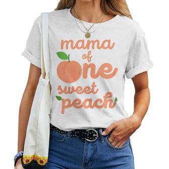 Mama Mom First Birthday One Sweet Peach Bday Family Matching Women T-shirt - Thegiftio UK