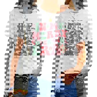 In My Merry Cheer Girl Era Groovy Christmas Cheerleading Women T-shirt - Thegiftio