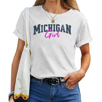 Michigan Girl Throwback Classic Girls Women T-shirt | Mazezy
