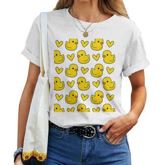Motif Amusant De Canard Jaune Et Cœurs Pour Filles Et S T-shirt femme - Cadeauxyz
