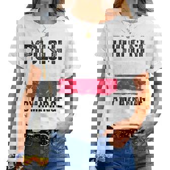 Polish By Marriage Poland Flag Husband Wife Women T-shirt | Mazezy