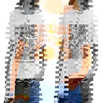 Retro Friends Giving 2025 Thanksgiving Fall Friendsgiving Women T-shirt | Mazezy