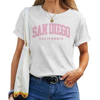 San Diego California Retro Preppy Throwback Pink Girls Women T-shirt - Thegiftio UK