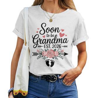Soon To Be Grandma Est 2026 Promoted To Grandma Grandmother Women T-shirt - Thegiftio UK