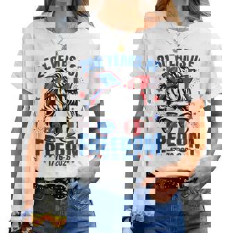 Usa 250Th Anniversary Messy Bun Celebrate 1776 2026 Women T-shirt | Mazezy