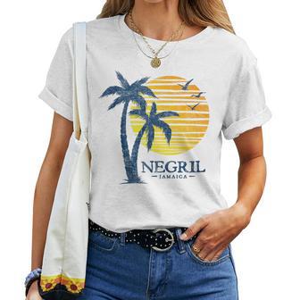 Vintage Negril Jamaica Beach Sunset Souvenir Women T-shirt - Thegiftio UK