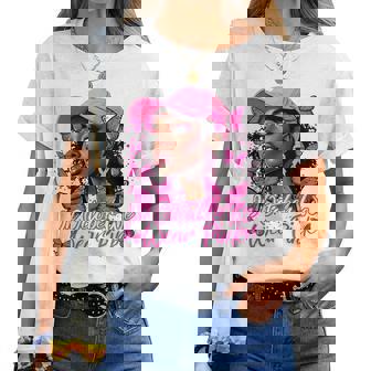 We Wear Pink In October Black Breast Cancer Butterfly Women T-shirt | Mazezy