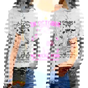 We Wear Pink In October Cute Ghost Breast Cancer Women Women T-shirt | Mazezy