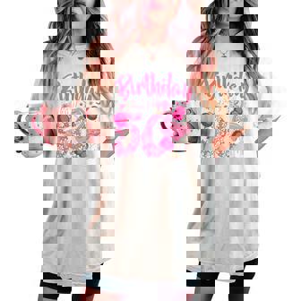 50Th Birthday Flamingo Fan 50 Year Old 50Th Bday Women's Oversized Comfort T-shirt - Thegiftio