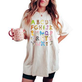 Abc Animals Alphabet Graphic Boys Girls Kindergarten Teacher Women's Oversized Comfort T-shirt - Thegiftio