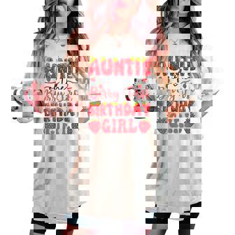 Auntie Of The Berry First Birthday Girl Strawberry Lover Women's Oversized Comfort T-shirt - Thegiftio