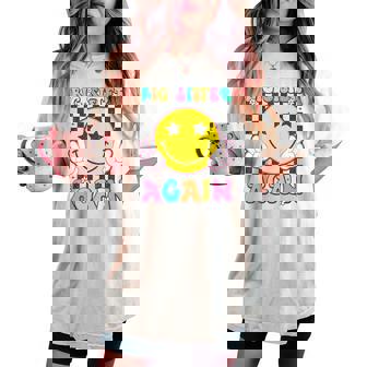 Big Sister Again Groovy Big Sister Girls Toddlers Women's Oversized Comfort T-shirt - Seseable