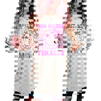 Big Sister Finally Retro Groovy Big Sister Girls Toddlers Women's Oversized Comfort T-shirt - Thegiftio