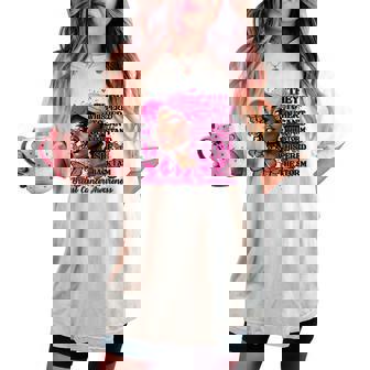 Black Afro Butterflies Breast Cancer Awareness Support Women's Oversized Comfort T-shirt - Monsterry