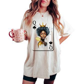 Black Queen Card Black History Month African Celebration Women's Oversized Comfort T-shirt - Thegiftio UK