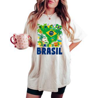 Brasil Flag Outfit Idea For Brazil & Brazilian Flag Women's Oversized Comfort T-shirt | Mazezy