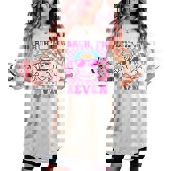 Bruh I'm Seven 7 7Th Birthday Groovy Girls 7 Years Old Women's Oversized Comfort T-shirt | Seseable CA