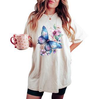 Butterfly With Flowers Cute Butterflies Nature Daughter Women's Oversized Comfort T-shirt - Thegiftio UK