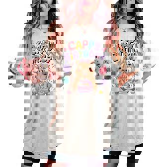 Capybara Birthday Girl Capybara Animal Lovers Bow Party Women's Oversized Comfort T-shirt - Monsterry