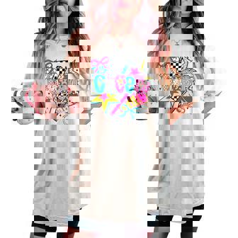 Cheer Season Football Bow Game Day Cheer Mom Cheerleading Women's Oversized Comfort T-shirt - Monsterry