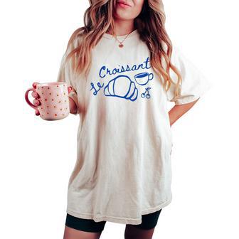 Coffee & Croissant French Croissant Retro Graphic Aesthetic Women's Oversized Comfort T-shirt - Thegiftio UK