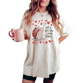 Cute Snails Lovers Just A Girl Who Loves Snails Women's Oversized Comfort T-shirt - Thegiftio UK