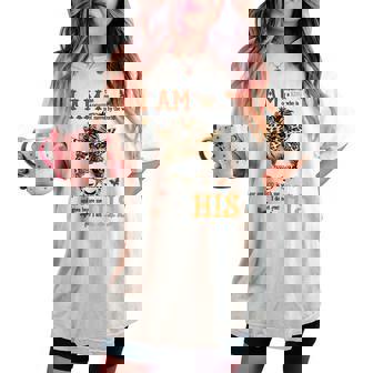 I Am The Daughter Of King Leopard Messy Bun Christian Women Women's Oversized Comfort T-shirt - Thegiftio