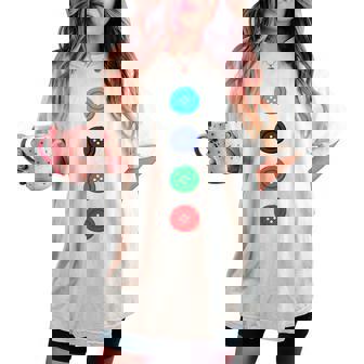 Four Groovy Buttons Blue Cat Halloween Costume Women's Oversized Comfort T-shirt | Seseable CA