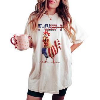 F-Caw-F Chicken Usa Flag Fcawf American Chicken Women's Oversized Comfort T-shirt - Thegiftio UK