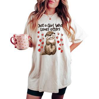 Otter Lovers Just A Girl Who Loves Otters Women's Oversized Comfort T-shirt - Thegiftio UK