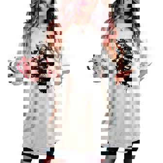 Gorilla Flowers モンキーアニマルプリントアート ゴリラ レディースオーバーサイズコンフォートTシャツ - Kawaiitshirt