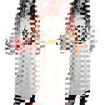 Halloween Brown Labrador Ghost Spooky Chocolate Lab Dog Mama Women's Oversized Comfort T-shirt | Mazezy